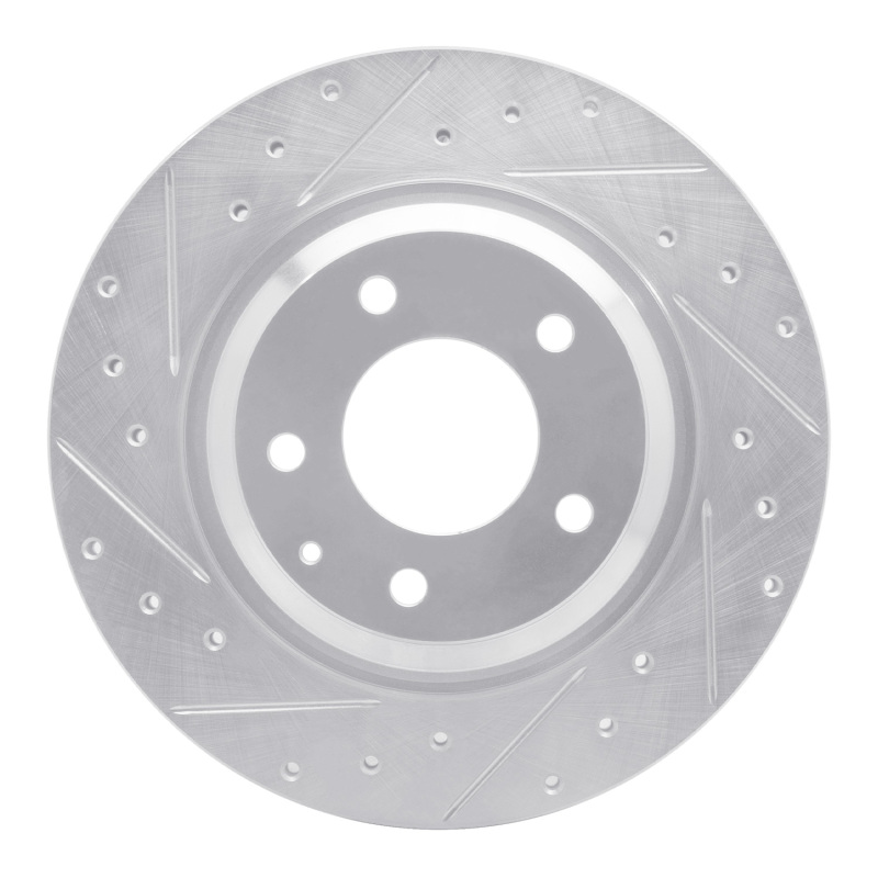 Mazda RX-8 Brake Rotor (1) - Rear Left - R1 Concepts - Drilled & Slotted - Silver - `04-`11